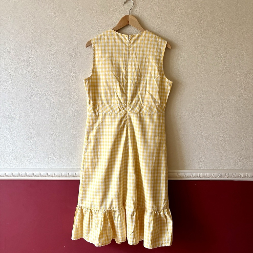 Handmade Yellow Gingham Cotton Prairie Dress Cottage Empire Waist State Fair Win - Picture 4 of 9